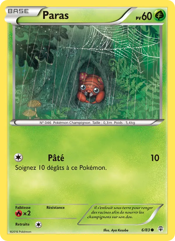 Scan HD carte Pokémon Paras 6/83 — Générations