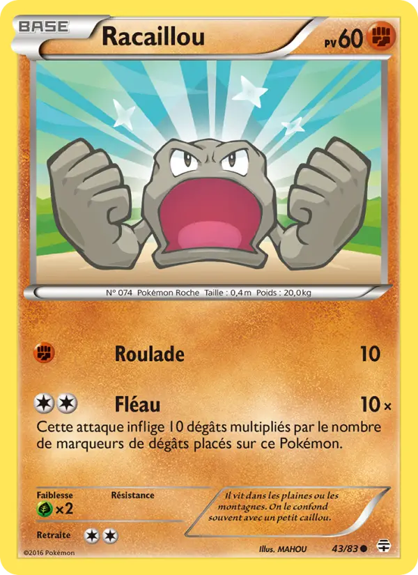 Scan HD carte Pokémon Racaillou 43/83 — Générations