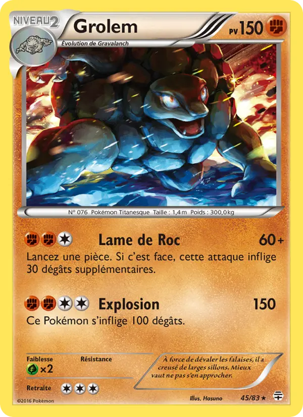 Scan HD carte Pokémon Grolem 45/83 — Générations