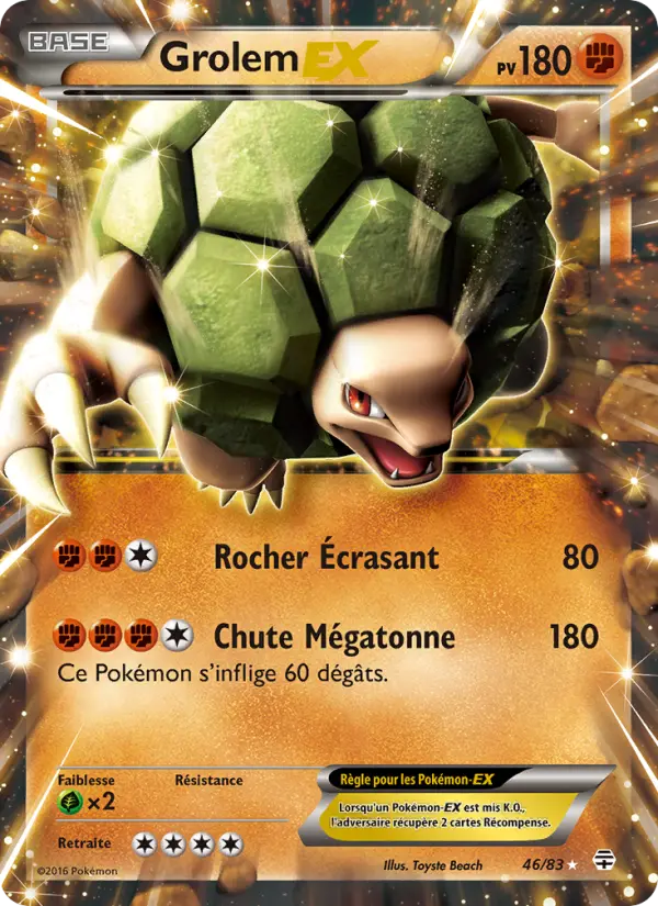 Scan HD carte Pokémon Grolem-EX 46/83 — Générations