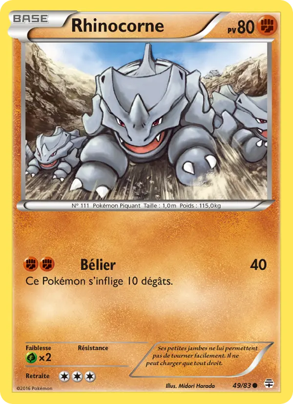 Scan HD carte Pokémon Rhinocorne 49/83 — Générations
