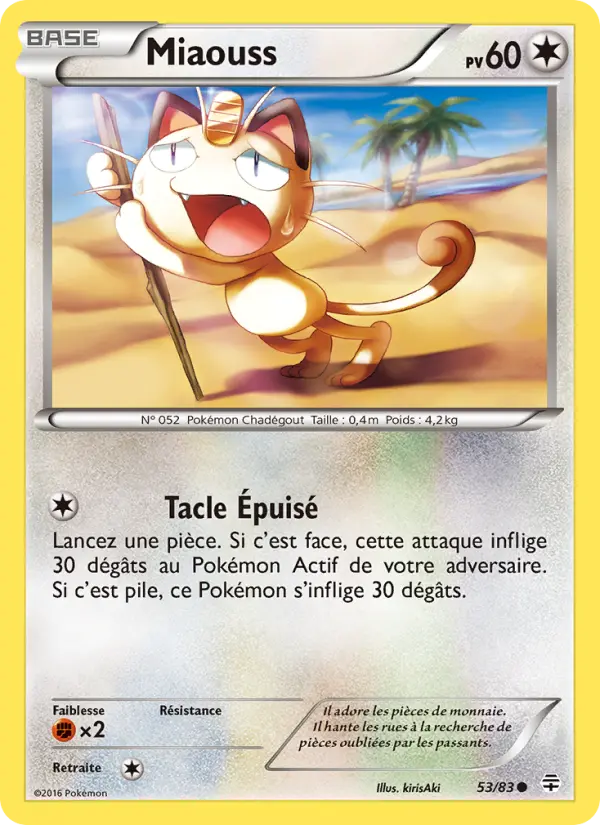 Scan HD carte Pokémon Miaouss 53/83 — Générations