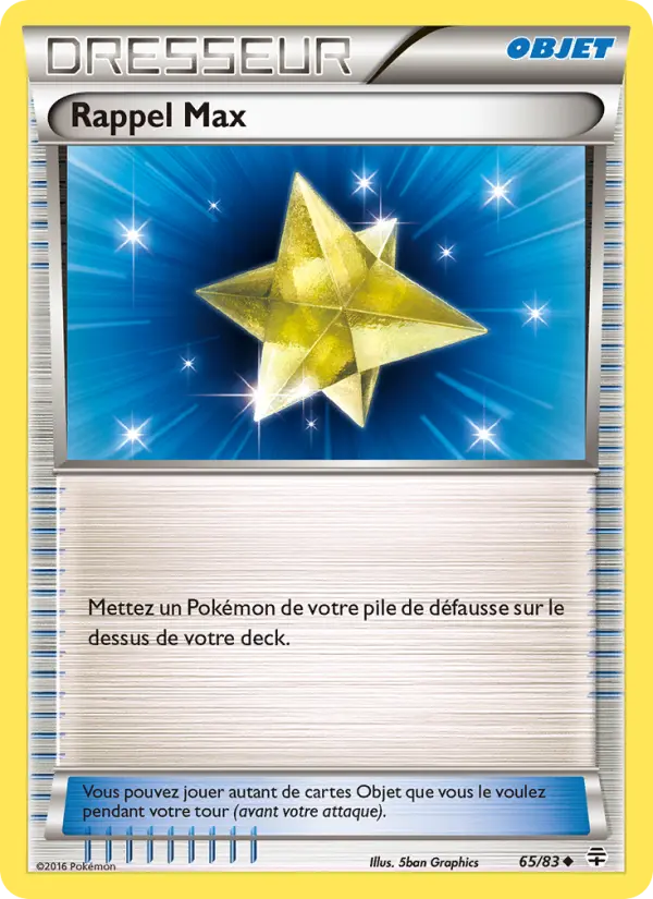 Scan HD carte Pokémon Rappel Max 65/83 — Générations