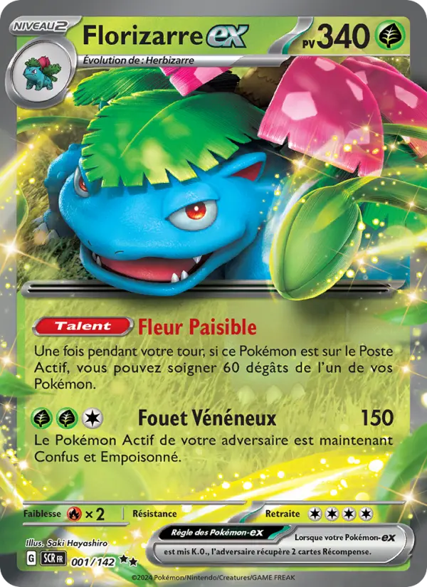Scan HD carte Pokémon Florizarre-ex 001/142 — Couronne Stellaire
