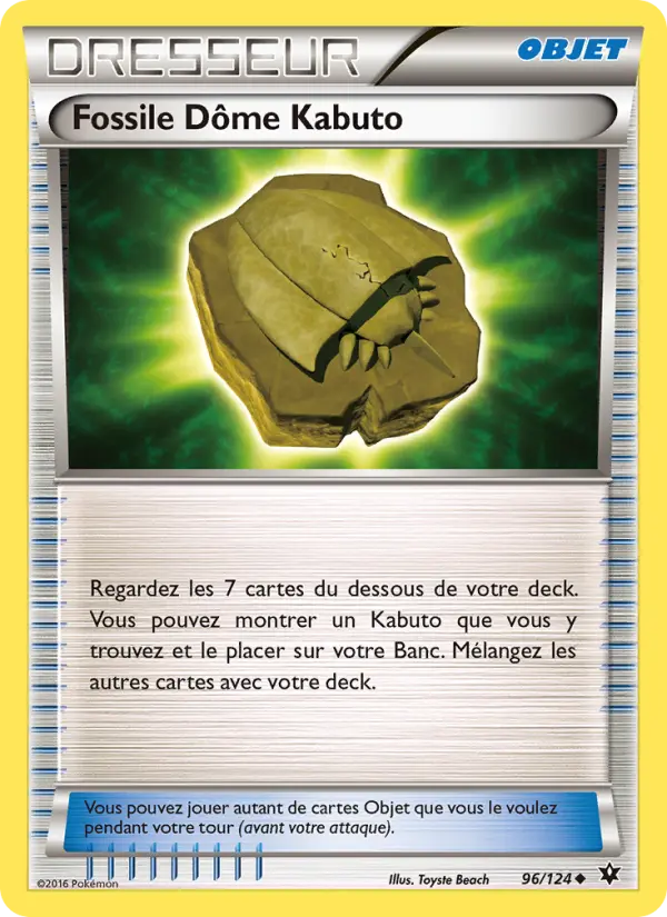 Scan HD carte Pokémon Fossile Dôme Kabuto 96/124 — Impact des Destins