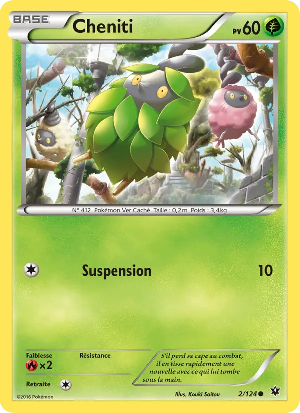 Scan HD carte Pokémon Cheniti 2/124 — Impact des Destins