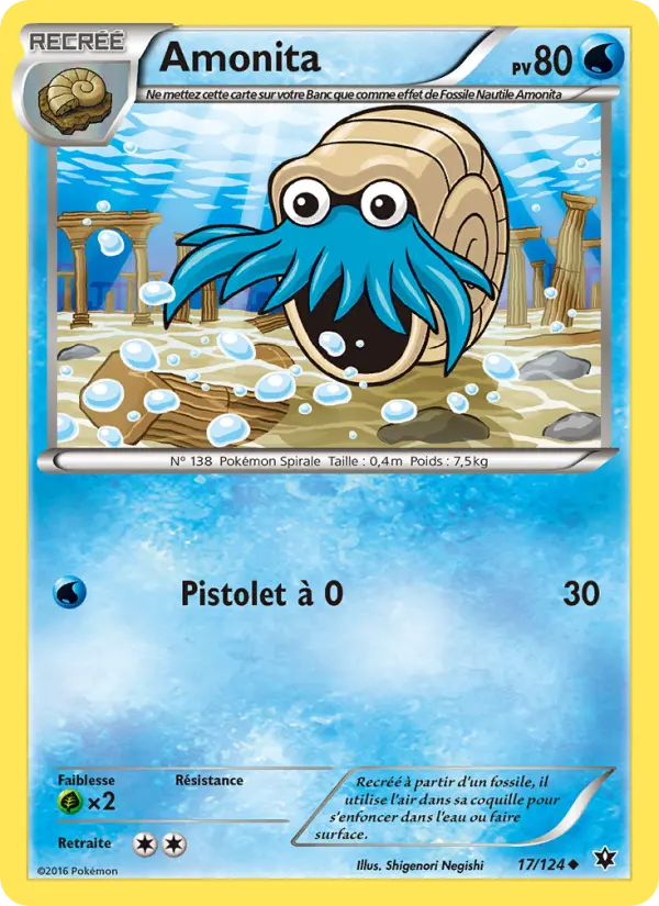Scan HD carte Pokémon Amonita 17/124 — Impact des Destins