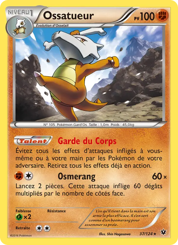 Scan HD carte Pokémon Ossatueur 37/124 — Impact des Destins
