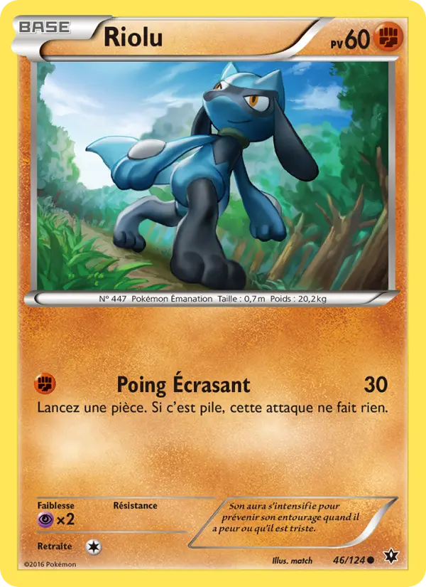 Scan HD carte Pokémon Riolu 46/124 — Impact des Destins