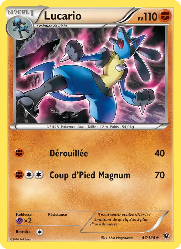 Scan HD carte Pokémon Lucario 47/124 — Impact des Destins