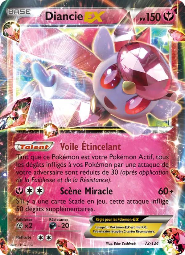 Scan HD carte Pokémon Diancie EX 72/124 — Impact des Destins