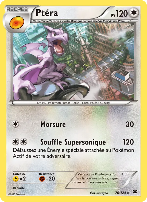 Scan HD carte Pokémon Ptéra 76/124 — Impact des Destins