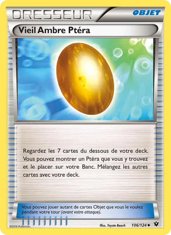 Scan HD carte Pokémon Vieil Ambre Ptéra 106/124 — Impact des Destins