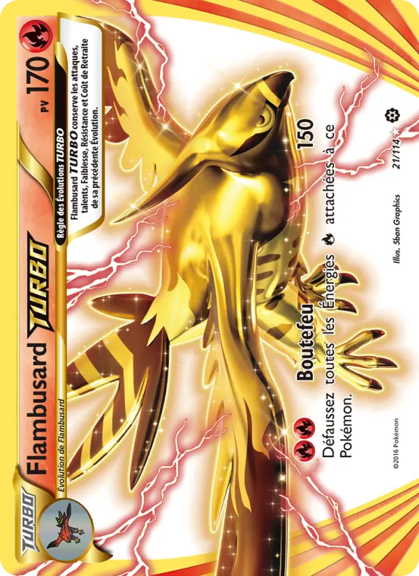 Scan HD carte Pokémon Flambusard TURBO 21/114 — Offensive Vapeur