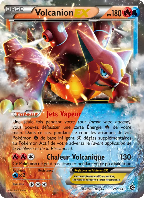 Scan HD carte Pokémon Volcanion EX 26/114 — Offensive Vapeur