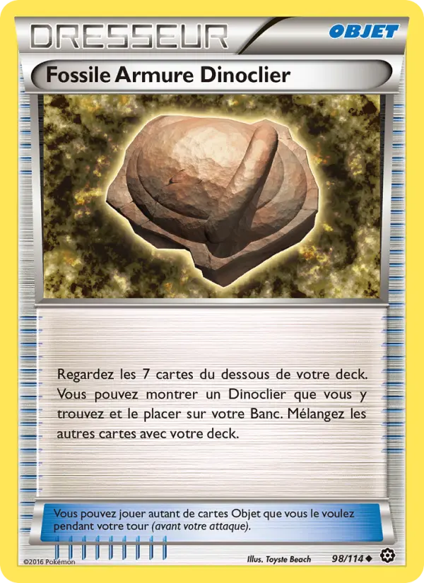 Scan HD carte Pokémon Fossile Armure Dinoclier 98/114 — Offensive Vapeur