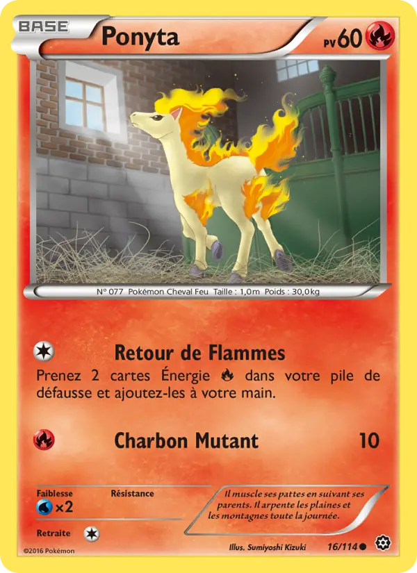 Scan HD carte Pokémon Ponyta 16/114 — Offensive Vapeur
