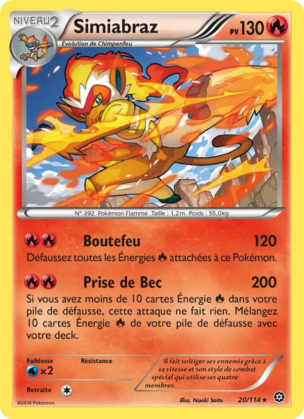 Scan HD carte Pokémon Simiabraz 20/114 — Offensive Vapeur