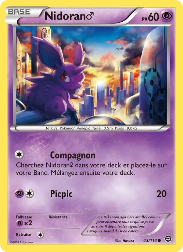 Scan HD carte Pokémon Nidoran♂ 43/114 — Offensive Vapeur