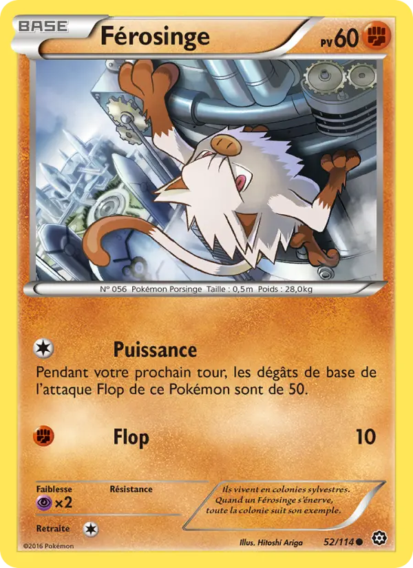Scan HD carte Pokémon Férosinge 52/114 — Offensive Vapeur