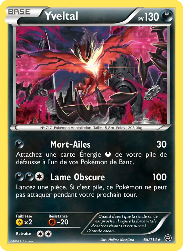 Scan HD carte Pokémon Yveltal 65/114 — Offensive Vapeur