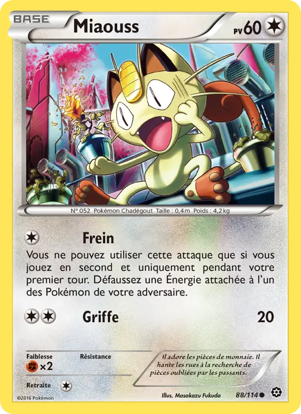 Scan HD carte Pokémon Miaouss 88/114 — Offensive Vapeur