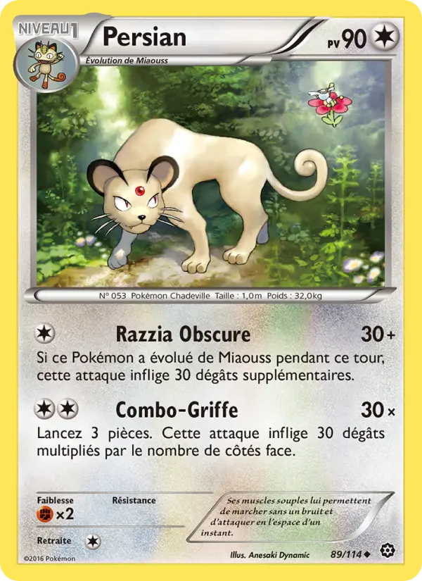 Scan HD carte Pokémon Persian 89/114 — Offensive Vapeur