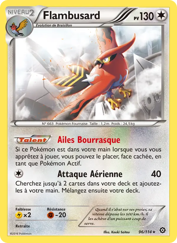 Scan HD carte Pokémon Flambusard 96/114 — Offensive Vapeur