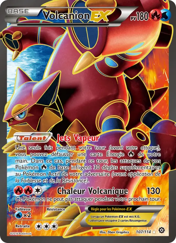 Scan HD carte Pokémon Volcanion EX 107/114 — Offensive Vapeur