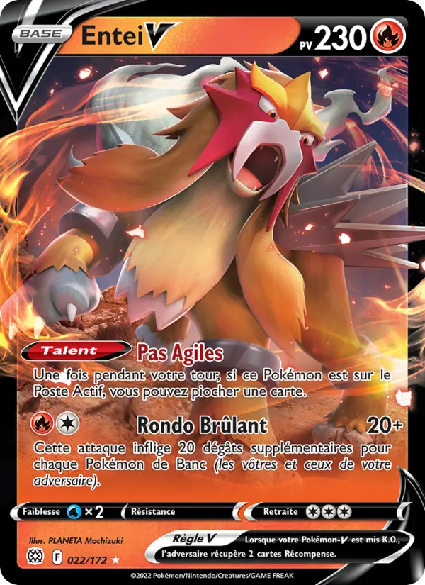 Scan HD carte Pokémon Entei V 022/172 — Stars Étincelantes