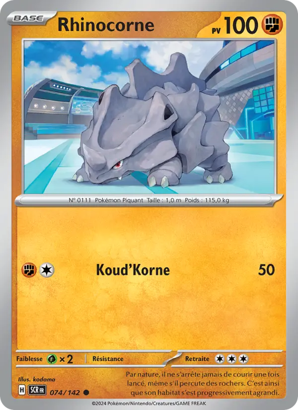 Scan HD carte Pokémon Rhinocorne 074/142 — Couronne Stellaire