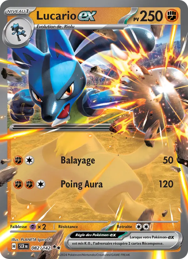 Scan HD carte Pokémon Lucario-ex 082/142 — Couronne Stellaire