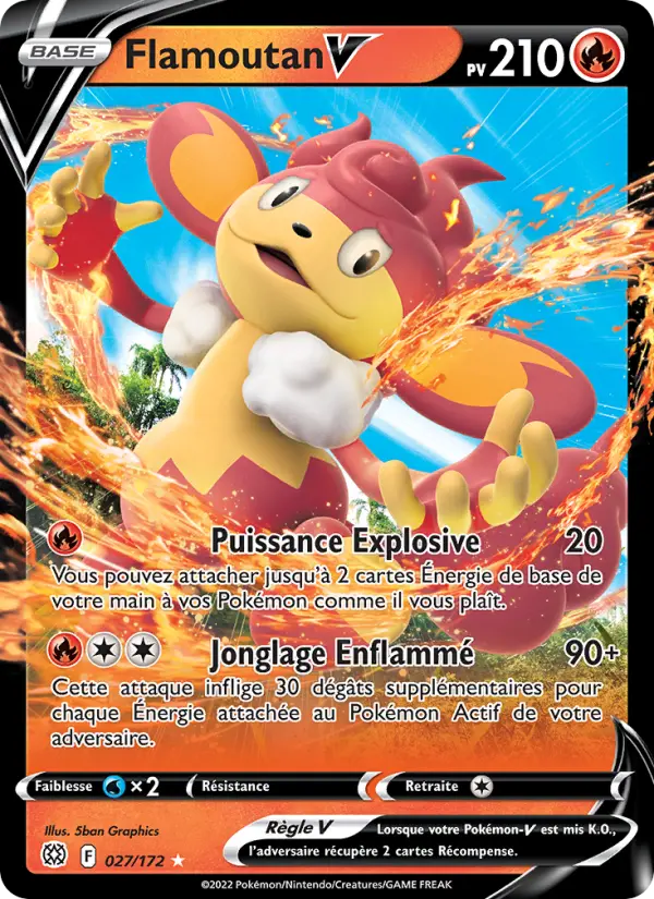 Scan HD carte Pokémon Flamoutan V 027/172 — Stars Étincelantes