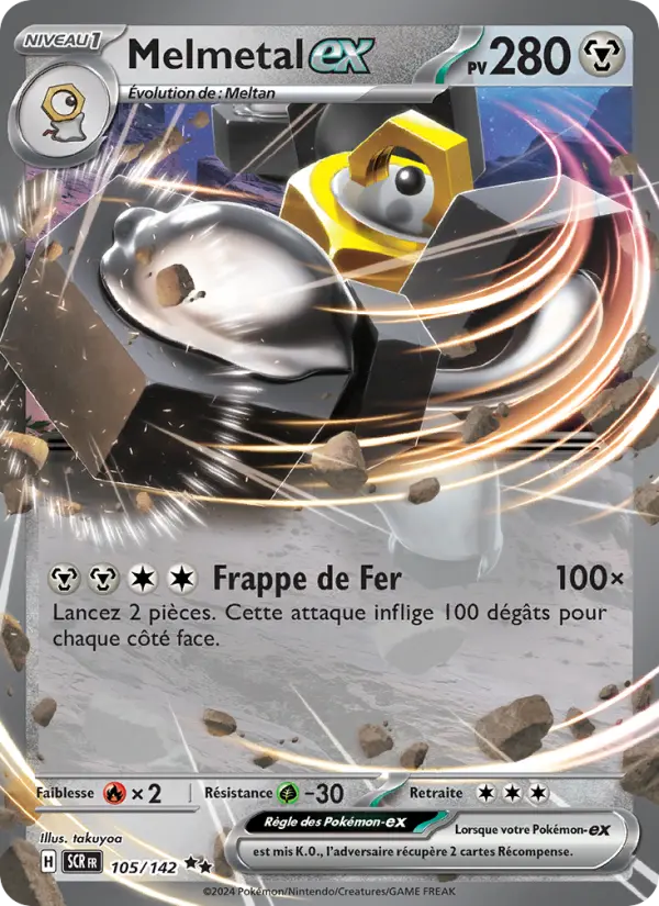 Scan HD carte Pokémon Melmetal-ex 105/142 — Couronne Stellaire