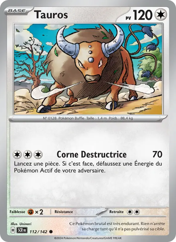 Scan HD carte Pokémon Tauros 112/142 — Couronne Stellaire