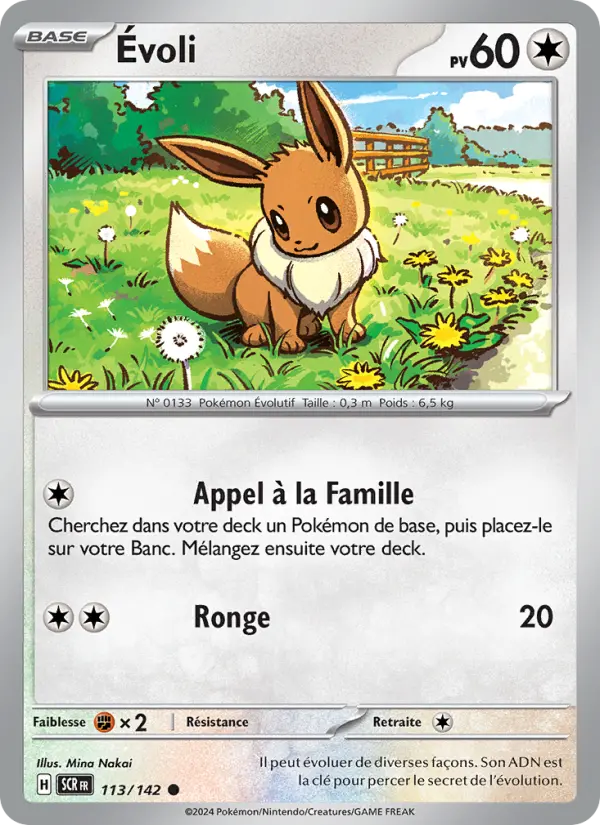 Scan HD carte Pokémon Évoli 113/142 — Couronne Stellaire