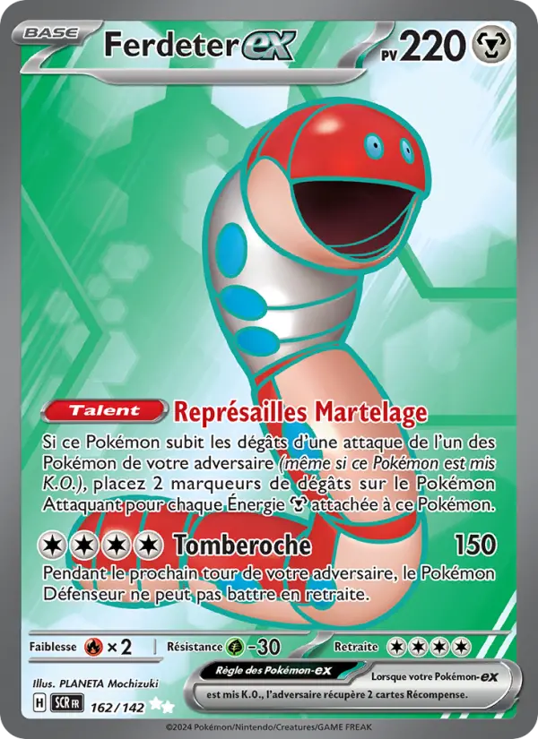 Scan HD carte Pokémon Ferdeter-ex 162/142 — Couronne Stellaire