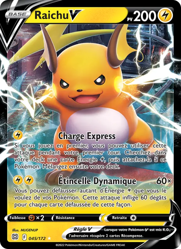 Scan HD carte Pokémon Raichu V 045/172 — Stars Étincelantes