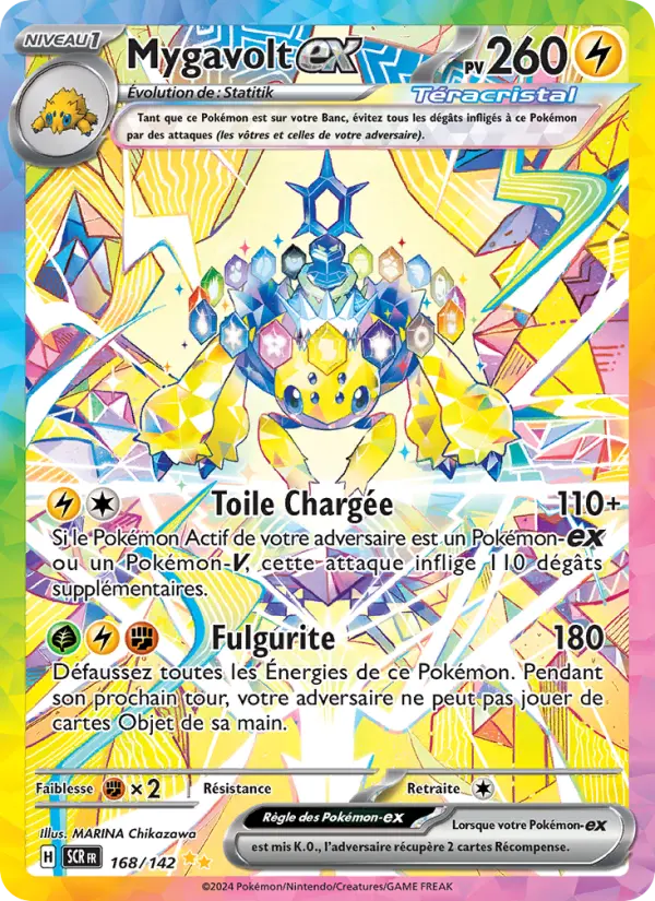 Scan HD carte Pokémon Mygavolt-ex 168/142 — Couronne Stellaire