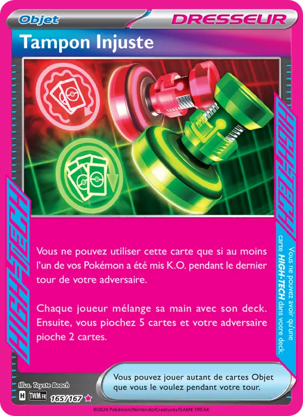 Scan HD carte Pokémon Tampon Injuste 165/167 — Mascarade Crépusculaire