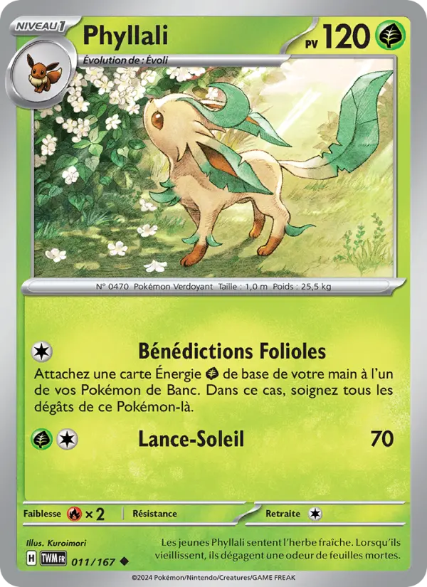 Scan HD carte Pokémon Phyllali 011/167 — Mascarade Crépusculaire