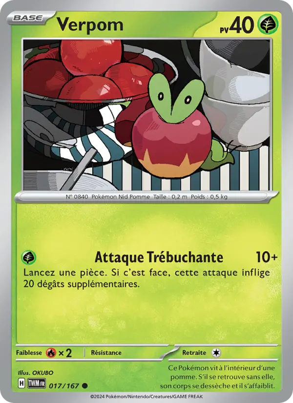 Scan HD carte Pokémon Verpom 017/167 — Mascarade Crépusculaire