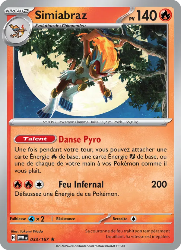 Scan HD carte Pokémon Simiabraz 033/167 — Mascarade Crépusculaire