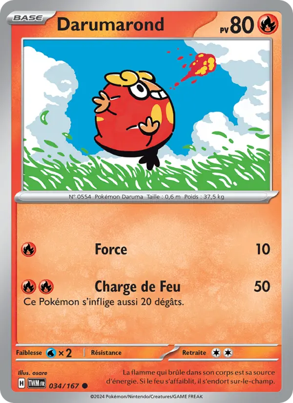 Scan HD carte Pokémon Darumarond 034/167 — Mascarade Crépusculaire