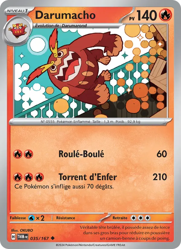 Scan HD carte Pokémon Darumacho 035/167 — Mascarade Crépusculaire