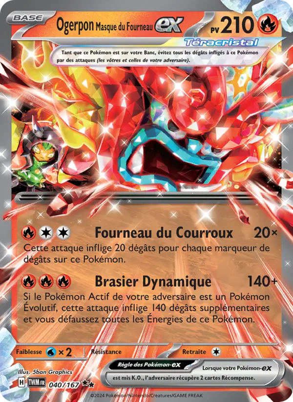 Scan HD carte Pokémon Ogerpon Masque du Fourneau-ex 040/167 — Mascarade Crépusculaire