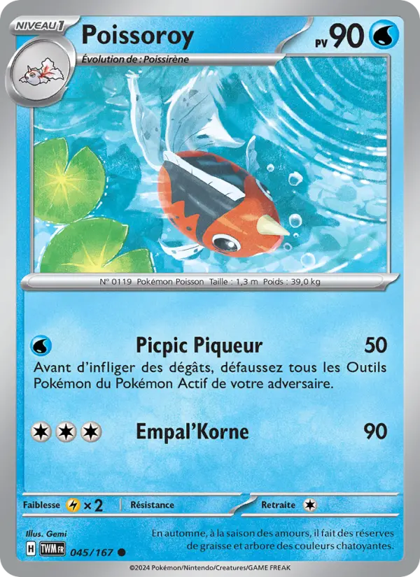 Scan HD carte Pokémon Poissoroy 045/167 — Mascarade Crépusculaire