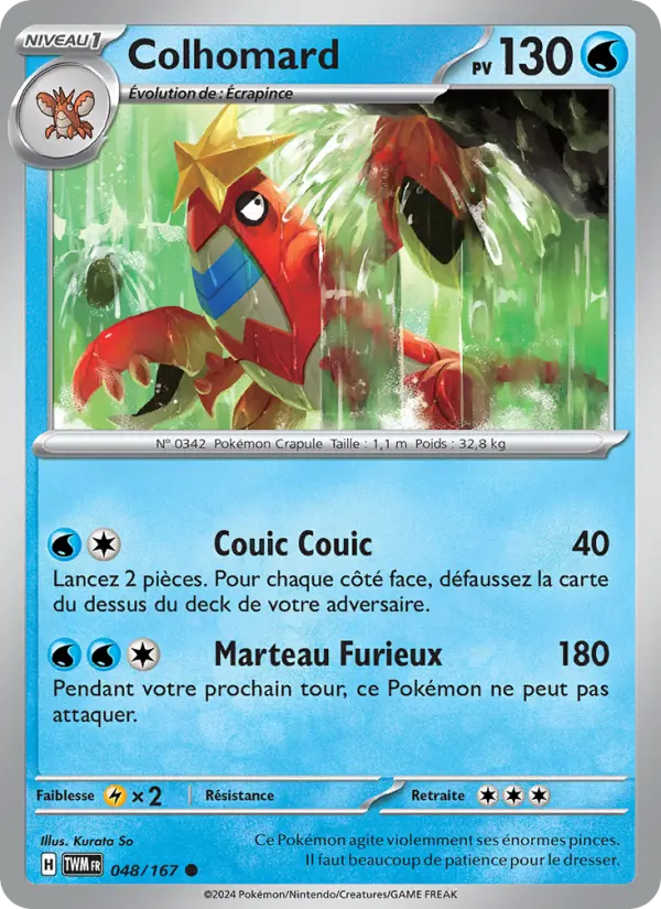 Scan HD carte Pokémon Colhomard 048/167 — Mascarade Crépusculaire
