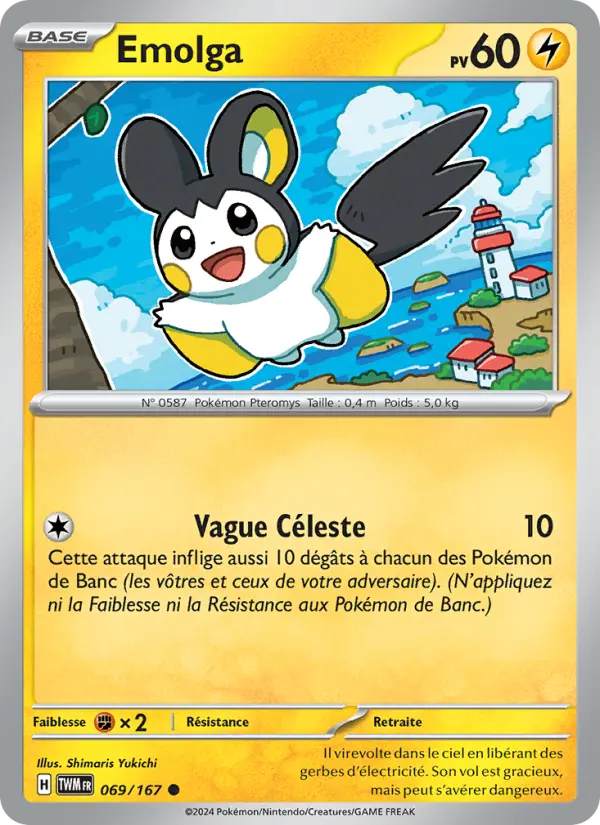 Scan HD carte Pokémon Emolga 069/167 — Mascarade Crépusculaire