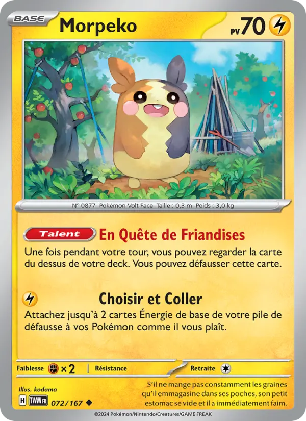 Scan HD carte Pokémon Morpeko 072/167 — Mascarade Crépusculaire